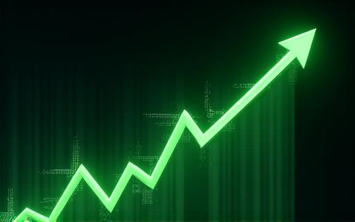 A digital representation of a green stock market chart trending upwards, symbolizing ethical and sustainable investment growth.
